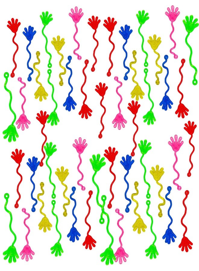 BdelrinQue 50pcs Sticky Hands for Kids, Sticky Hand Toy, Stretchy and Colorful Sticky Toys, Fun Party Favors for Birthday Parties and Classroom Rewards - Image 1